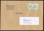Bund 1038 o.g. als portoger. MeF mit 2x grüner 50 Pf B+S - Marke je oben geschnitten aus dem Letterset-MH auf Inlands-Drucksache vom Jan. 1993