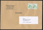 Bund 1038 o.g. als portoger. MeF mit 2x grner 50 Pf B+S - Marke je oben geschnitten aus dem Letterset-MH auf Inlands-Drucksache vom Jan. 1993