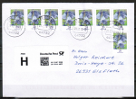 Bund 3315 Skl. (Mi. 3432) als portoger. MeF mit 8x 20 Cent Blumen / Hasenglckchen als Skl.-Marken auf Prio-Brief bis 20g von 2018-2019, codiert