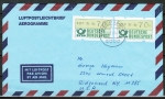 Bund ATM 1 - - 2 Marken zu 70 Pf als portoger. MeF auf Übersee-Aerogramm vom 1.7.1982 / Ersttag in die USA, rs. kl. Code-Stpl.