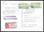 Bund ATM 1 - - 2 Marken zu 130 Pf als portoger. MeF auf Inlands-Einschreib-Postkarte von 1988 von Saarbrücken