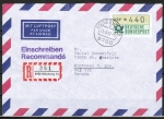 Bund ATM 1 mit dickem DBP - Marke zu 440 Pf als portoger. EF auf Luftpost-Einschreibe-Brief 5-10g vom Mai-Juni 1992 n. Kanada, AnkStpl.
