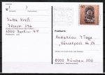 Berlin 710 als portoger. EF mit 60 Pf Völkerkunde-Museum auf Postkarte von 1984-1991 ins Bundesgebiet