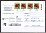 Bund 3189 als portoger. MeF mit 4x 70 Cent Schokoladen-Kosmee aus Bogen auf Einwurf-Einschreib-Postkarte von 2019-2021, codiert