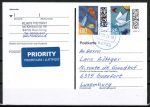 Bund 3723 als portoger. MiF mit 010 Euro Briefe-DS aus Rolle + 85 Cent Briefe Rolle auf Auslands-Postkarte von 2024 nach Luxemburg, rs. codiert
