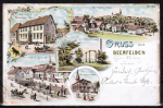 Litho-Ansichtskarte Oberzent / Beerfelden, mit Gasthaus "Zum Schwarzen Bren" und einigen Sehenswrdigkeiten, gelaufen 1903, li.u. Abschrfungen