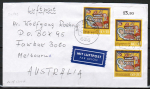 Bund 1066 als 10 Pf �berfrankierte MeF mit 3x 60 Pf Weihnachten 1980 auf Luftpost-Brief 5-10g von 1980 nach Australien