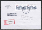Bund 1492 als portoger. MeF mit 2x 100 Pf Brandenburger Tor auf VGO-Einschreib-Brief bis 20g vom Januar-März 1991 in die UdSSR, AnkStpl.