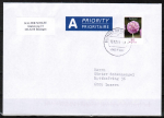Bund 3115 als portoger. EF mit 80 Ct. Blumen / Kugelprimel aus Rolle auf A-Brief vom ZAG Bsingen in die Schweiz von 2015