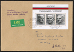 Bund 871-873 als portoger. Block-EF mit Friedensnobelpreistr�ger-Block 11 auf Sendung zu erm��. Entgelt von 1997-2002 nach China, AnkStpl.