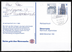 Bund 913 als portoger. MiF mit 10 Pf B+S - Serie Letterset (aus Rolle) + 50 Pf SWK-Serie auf Inlands-Postkarte von 1987-1993