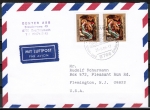 Bund 1161 als portoger. MeF mit 2x 80 Pf Weihnachten 1982 auf Luftpost-Brief 5-10g von 1982-1989 in die USA/Code