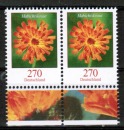 Frankaturwunsch: 2x 270 Cent Blumen als waagrechtes Paar mit Bogenrand auf schwerem C5-Übergabe-Einschreibe-Brief über 2 cm Dicke, 23 cm lang