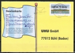 Bund ATM 2 - Nadeldruck - Marke zu 100 Pf als portoger. EF auf Inlands-Postkarte von 1997-2002, codiert