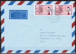 Bund 1317 als portoger. MeF mit 2x 70 Pf Jugend 1987 auf Luftpost-Brief bis 5g von 1987-1989 in die USA/Code