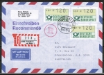 Bund ATM 1 - - 3 Marken zu 120 Pf in Gravur-Type als portoger. MeF auf Luftpost-Einschreibe-Brief bis 5g von 1988 nach Australien, AnkStpl.
