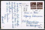 Bund 506 als portoger. MeF mit 2x 10 Pf Brandenburger Tor aus Rolle auf Inlands-Postkarte von 1966-1971