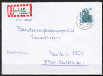Bund 1381 als portoger. EF mit 280 Pf SWK aus Rolle auf Inlands-Einschreibe-Brief bis 20g von 1988/1989