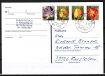 Blumen-Zdr. 5/10/10/20 Ct. Krokus / Tulpe / Tagetes C/o.g. aus Zdr.-Blatt als portoger. EF auf Inlands-Postkarte von 2007-2019, codiert