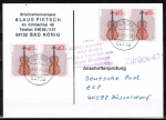 Bund 784 als portoger. MeF mit 4x 40 Pf Wohlfahrt 1973 auf Einzel-Anschriftenprüfungs-Postkarte von 1997-2002, codiert
