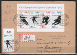 Bund 684-687 als Winterolympiade-Block als portoger. MiF mit 20 Pf aus Satz auf Inlands-Einschreib-Brief 20-50g vom Juni 1971