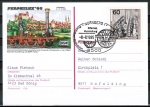 Bund 1215 als Ganzsachen-Postkarte PSo 10 mit eingedruckter Marke 60 Pf Weltpostkongress als Inlands-Postkarte 1985-1993 gelaufen