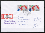 Bund 1409 als portoger. MeF mit 2x 140 Pf Sport 1989 auf Einschreibe-Brief bis 20g vom März 1989 nach Frankreich