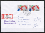Bund 1409 als portoger. MeF mit 2x 140 Pf Sport 1989 auf Einschreibe-Brief bis 20g vom Mrz 1989 nach Frankreich