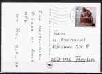 Berlin 823 als portoger. EF mit 40 Pf Ernst Barlach auf Orts-Postkarte von 1988-1991 von West- nach Ost-Berlin