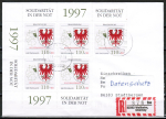 Bund 1941 als portoger.  MeF mit 5x 110+90 Pf Hochwasserhilfe auf Inlands-Einschreibe-Brief 20-50g vom August(!) 1997, codiert