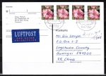 Bund 2462 Skl. (Mi. 2513) als portoger. MeF mit 4x 25 Cent Blumen / Malve als Skl.-Marke auf Luftpost-Postkarte von 2005-2010 nach China, AnkSt.