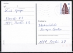 Berlin 816 als portoger. EF mit 40 Pf SWK aus Rolle auf Orts-Postkarte innerhalb Berlins von 1988-1991