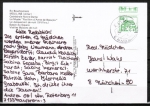 Bund 1038 als portoger. EF mit grner 50 Pf B+S - Marke aus Rolle im Buchdruck auf Inlands-Postkarte von 1980, Marke verschnitten!