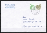 Bund 1038+1140 o.g. als portoger. Zdr.-EF mit grüner 50 Pf + 80 Pf B+S als Zdr. oben geschnitten aus MH auf Inlands-Brief 20-50g von 1982-1989