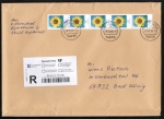 Bund 2434 als portoger. MeF mit 5x 95 Cent Blumen aus Rolle auf C5-Einwurf-Einschreibe-Brief über 2 cm Dicke von 2018