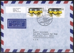 Bund 1256 als portoger. MeF mit  2x 80 Pf Mophila auf Luftpost-Brief 5-10g von 1985-1989 in die USA/Code