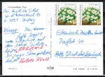 Bund 1505 als portoger. MeF mit 2x 30 Pf Rennsteiggarten auf Inlands-Postkarte von 1991-1993