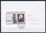 Bund 1571 als portoger. EF mit 100 Pf Mozart-Block auf Brief bis 20g von 1992 in die CSSR, Block-Rand mit berdruckter Quetschfalte !!!