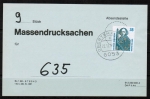 Bund 1400 als portoger. EF mit 38 Pf SWK aus Rolle auf Auffrankierungs-Zettel für Massendrucksachen von 1989-1993