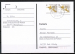 Bund 1687 - MeF mit 2x 41 Pf SWK aus Rolle auf um 2 Pf berfrankierter Inlands-Postkarte von 1993-1997, codiert