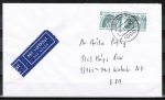 Bund 1342 als portoger. MeF mit 2x 80 Pf SWK aus Rolle auf Luftpost-Brief 5-10g von 1987-1989 in die USA, rs. Code