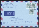 Bund 1342 als portoger. MeF mit 3x 80 Pf SWK D/u.g. aus MH auf Luftpost-Brief 15-20g von 1991 in die USA, keinerlei Codierung !