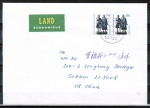 Bund 1934 C/o.g. als portoger. MeF mit 2x 100 Pf SWK "Goethe/Schiller" oben geschnitten aus MH auf Land-Brief bis 20g von 1998-2002 n. China, AnkStpl.