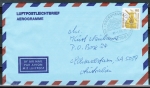 Bund 1401 als portoger. EF mit 140 Pf SWK aus Rolle auf Aerogramm vom 1. Quartal 1989 nach Australien