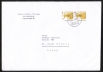 Bund 1401 als portoger. MeF mit 2x 140 Pf SWK aus Rolle auf Ausl.-Brief 50-100g von 1989-1993 nach Polen, AnkStpl.
