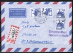 Bund 997 als portoger. MeF mit 4x 90 Pf B+S - Serie aus Rolle auf Luftpost-Einschreibe-Brief bis 5g von 1988 nach Australien, 2 AnkStpl.