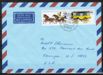 Bund 1255/1256 als portoger. EF mit 60+80 Pf Mophila-Zdr. auf Luftpost-Brief bis 5g von 1985-1989 in die USA/Code