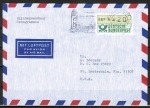 Bund ATM 1 - Marke zu 20 Pf in Gravur-Type als portoger. EF auf Luftpost-Blindensendung bis 20g von 1982-1989 in die USA, rs. kleine Code-Stempelchen