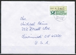 Bund ATM 1 mit dickem DBP - Marke zu 140 Pf als portoger. EF auf Auslands-Brief bis 20g von 1992-1993 in die USA, rs. codiert + kl. CodeStpl.