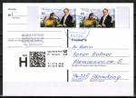 Bund 3492 als portoger. MeF mit 2x 80 Cent Alexander von Humboldt auf Prio-Postkarte von 2019-2021, codiert